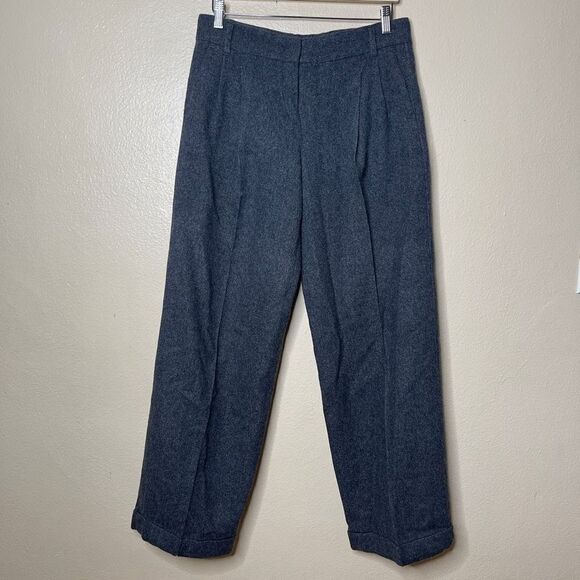 S Max Mara Pants Women's Large Gray Wide Leg Trousers Wool Classic Casual